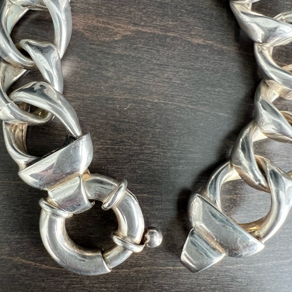 Chunky Sterling Silver Birks Chain Bracelet - Picture 2 of 5